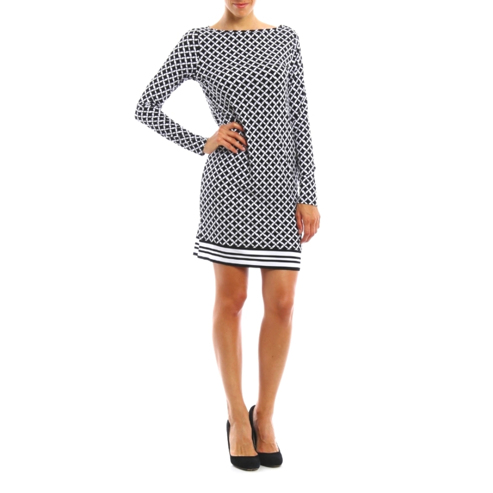 MICHAEL Michael Kors -- geometric print contrast hem shift dress